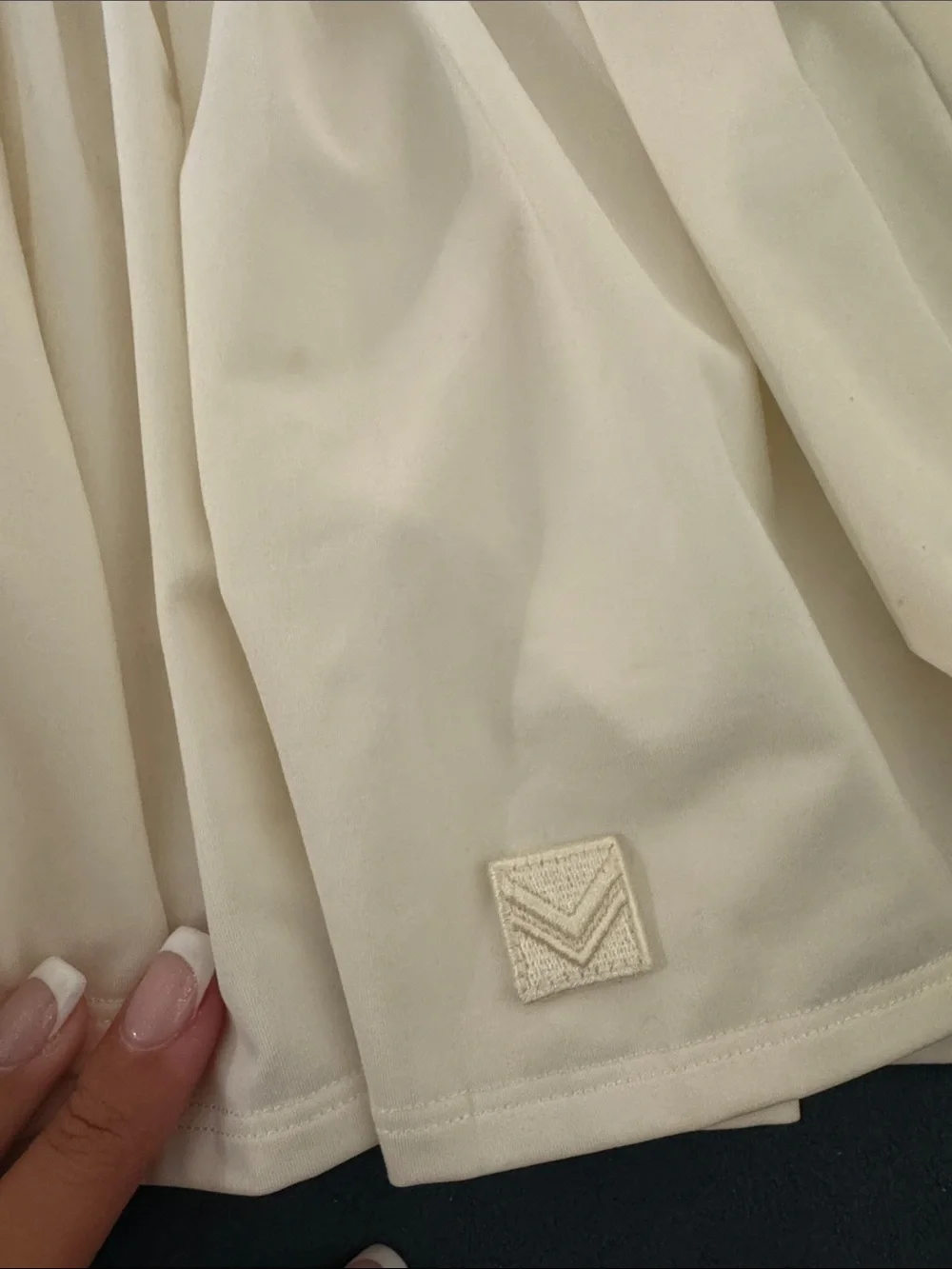 TORY BURCH Cream Pleated Skater Mini Skirt